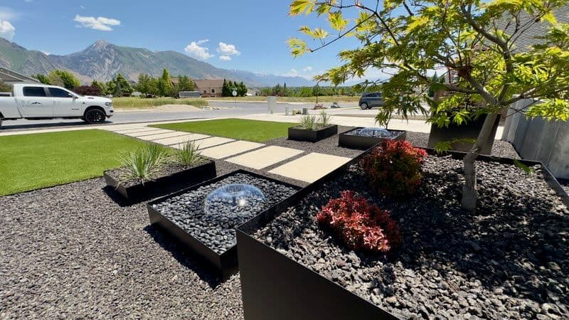 Gallery photos for Stunning Black Metal Planter Boxes Installation: Image #2